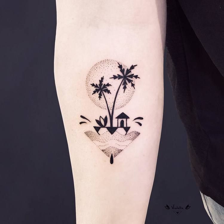 Small black island tattoo