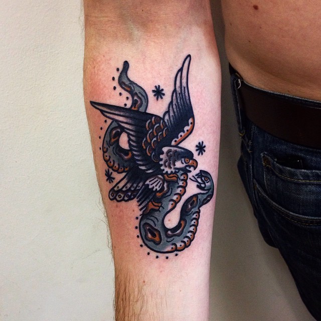 Snake and eagle tattoo