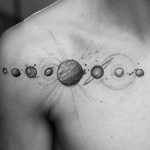 Solar system planets tattoo on the collarbone