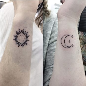 Sun and moon wrist tattoos