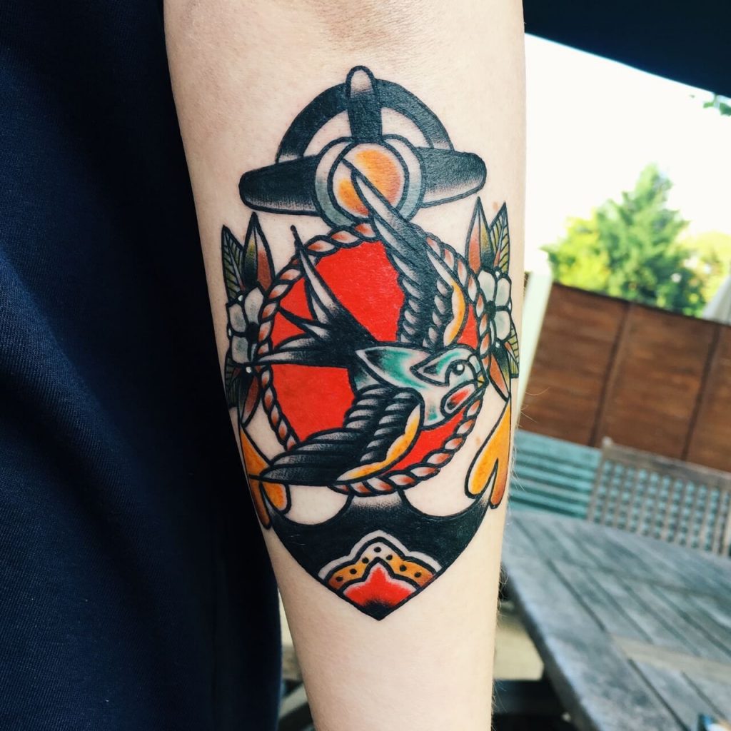 Swallow and anchor tattoo - Tattoogrid.net