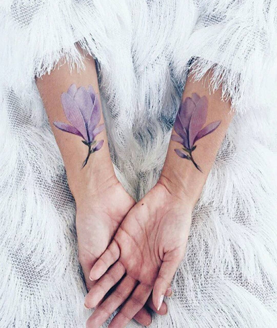 Temporary violet flower tattoos