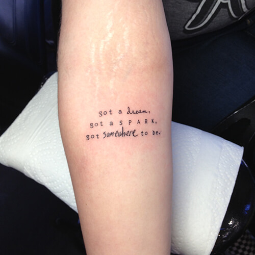 The reckless and the brave lyrics tattoo