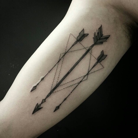 Three arrows a triangle and rhombus tattoo - Tattoogrid.net