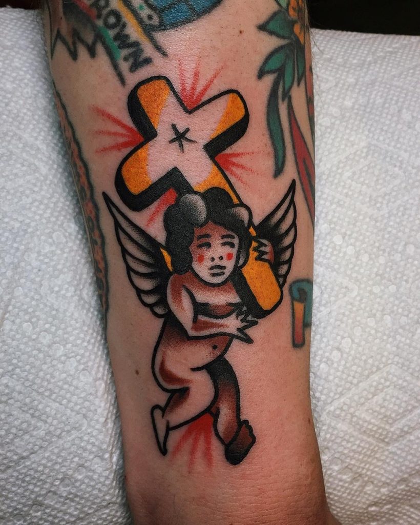 American traditional old testament angel by Duncan Sweeny Timeless tattoo  Glasgow Scotland  rtattoos
