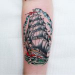 Traditional sailing ship tattoo