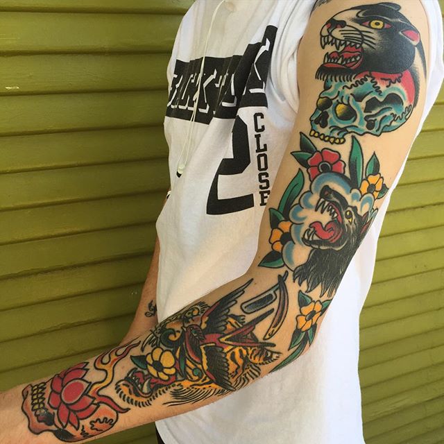 Traditional sleeve tattoo