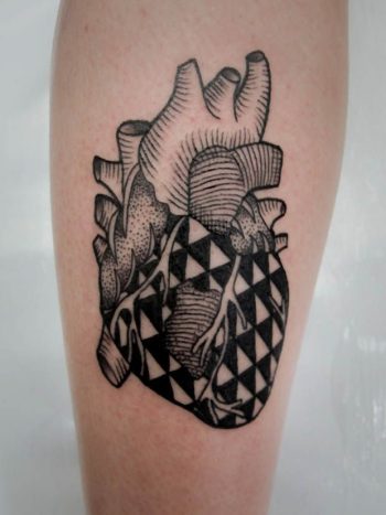 Triangular pattern heart tattoo