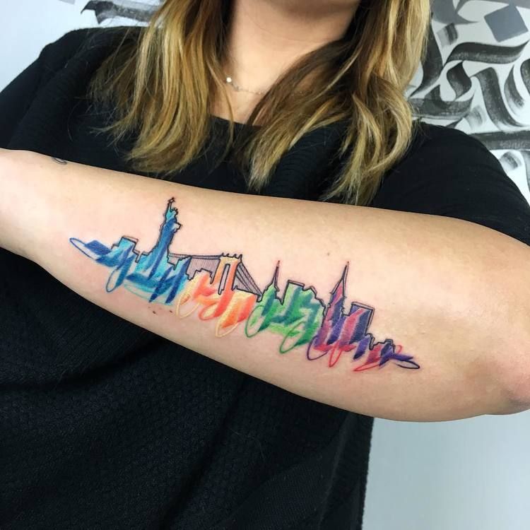 Watercolor city tattoo