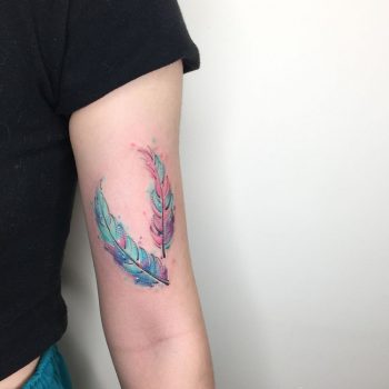 Watercolor feathers tattoo