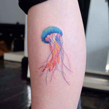 Watercolor jellyfish tattoo