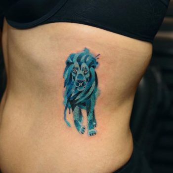 Watercolor lion tattoo