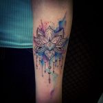 Watercolor lotus flower tattoo