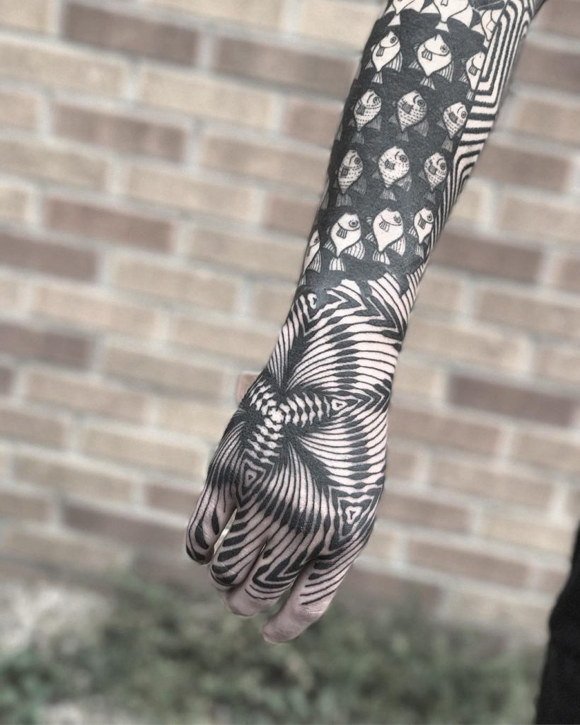 Abstract black ornament forearm tattoo