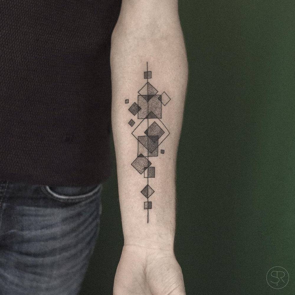 Abstract dotwork geometric tattoo on the forearm - Tattoogrid.net