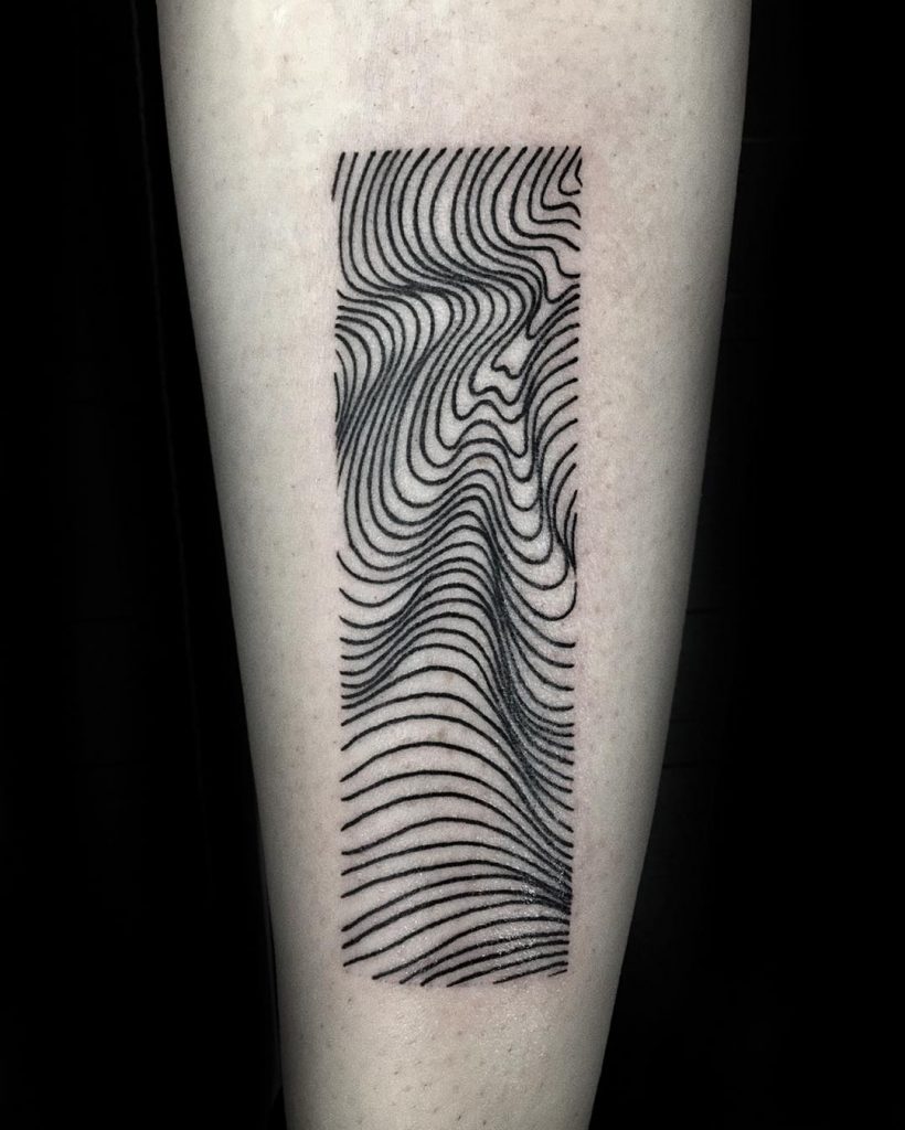 Abstract optical illusion pattern tattoo