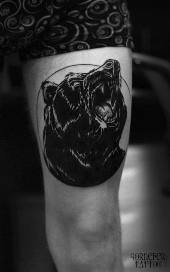 Angry black bear tattoo
