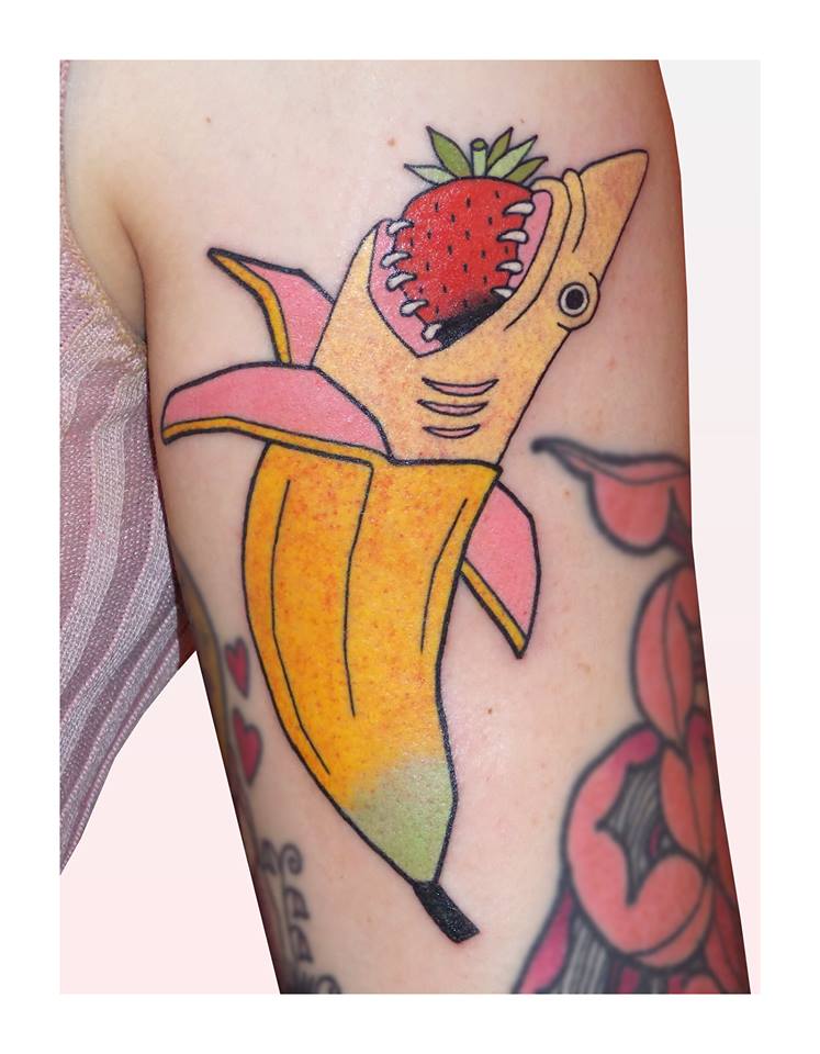 Banana shark tattoo