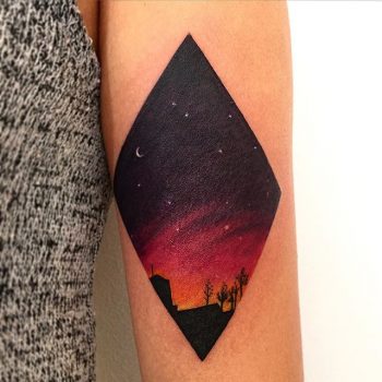 Beautiful sky at the evening tattoo