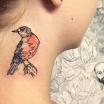 Bird tattoo on the neck