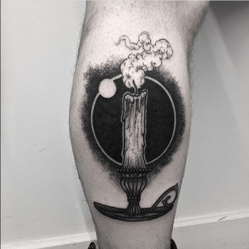 Burning candle tattoo