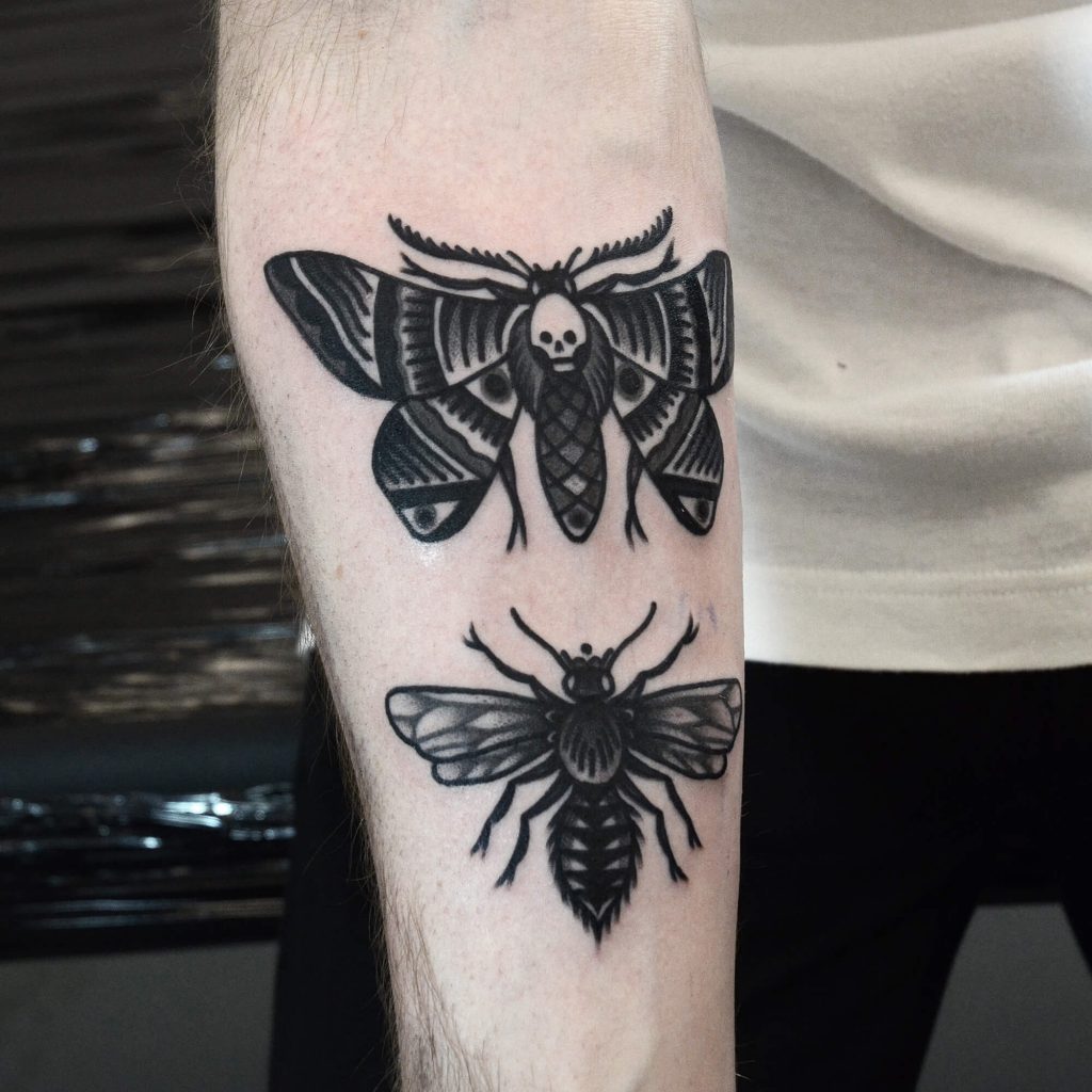 Butterfly and bee tattoo