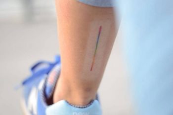 Cmyk color line tattoo