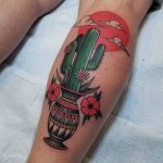 Cactus in a pot tattoo