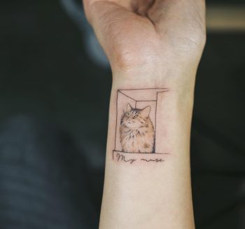 Cat in a box tattoo