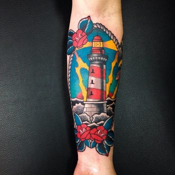 Classic lighthouse tattoo