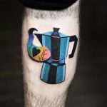 Colorful moka pot coffee pot tattoo