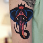Colorful abstract elephant tattoo