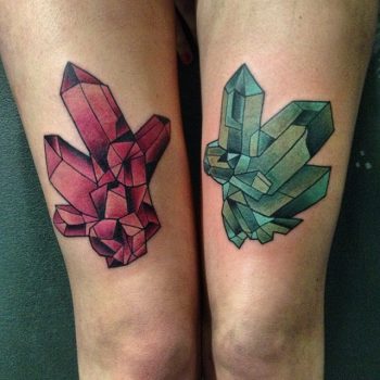 Colorful crystals on legs