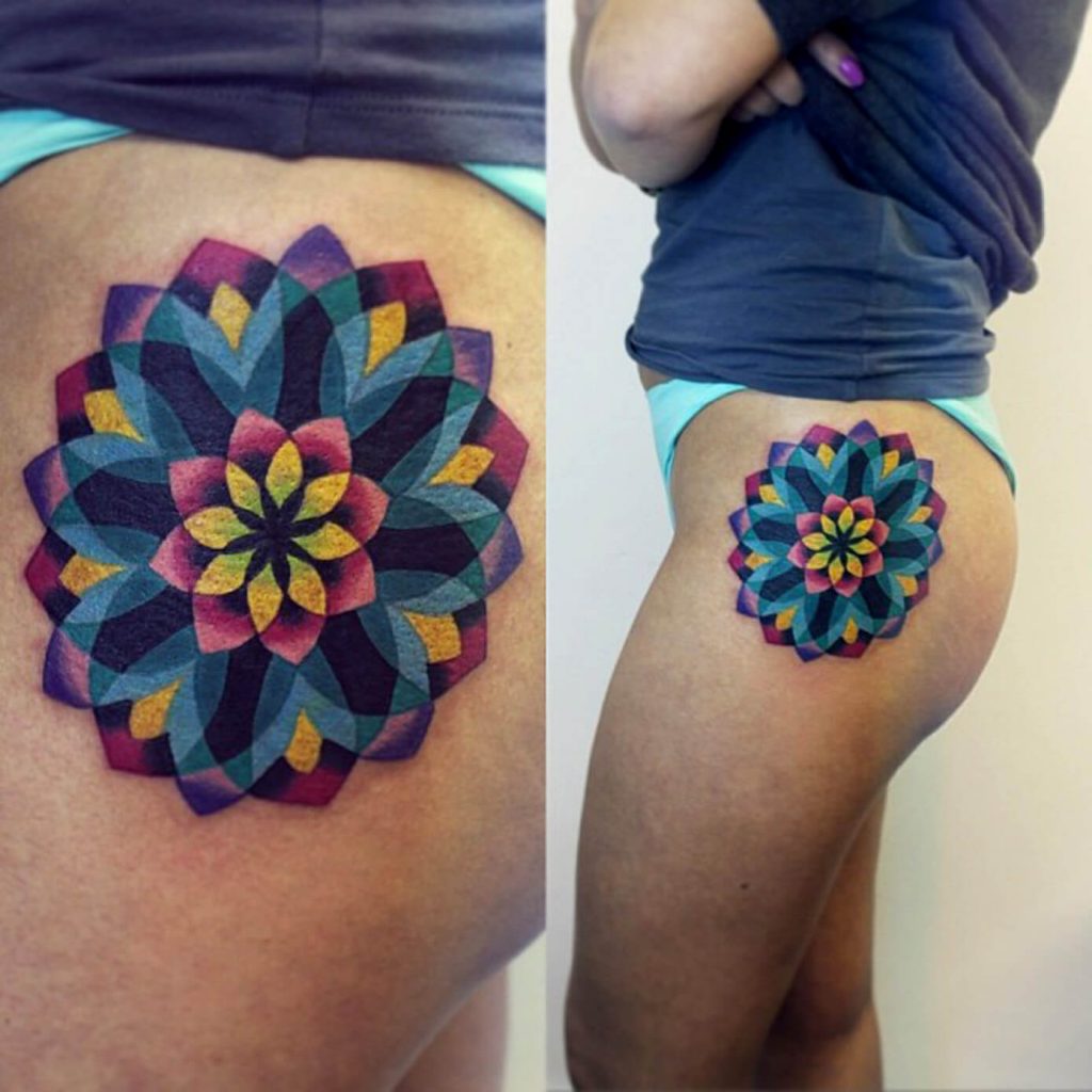 Colorful mandala on the hip
