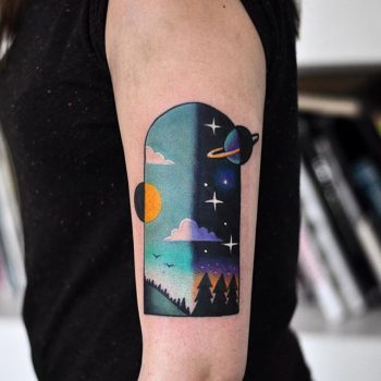 Day and night sky tattoo