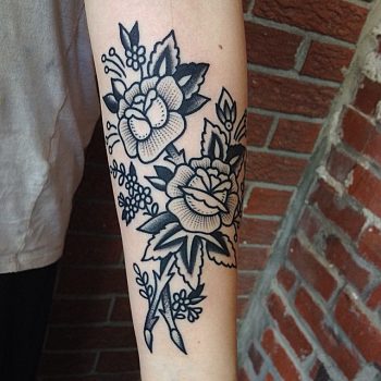 Delicate black and grey roses