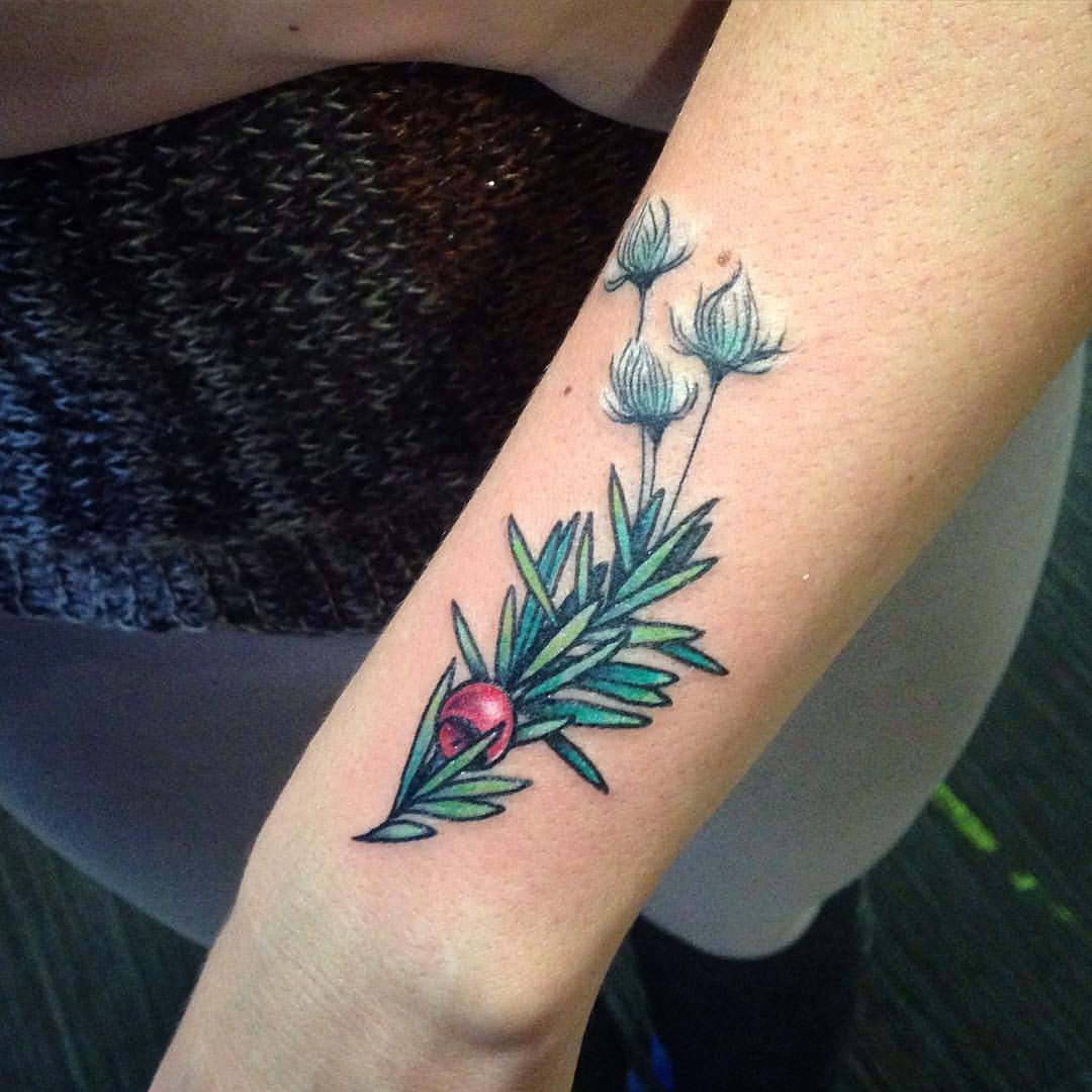 Delicate white flowers tattoo