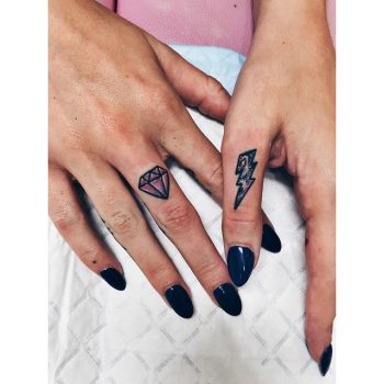 Diamond and lightning bolt tattoo