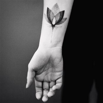 Dotwork lotus flower tattoo