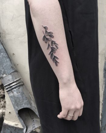 Double twig with leaves tattoo