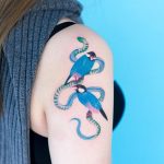 Exotic birds and snake tattoo by zihee
