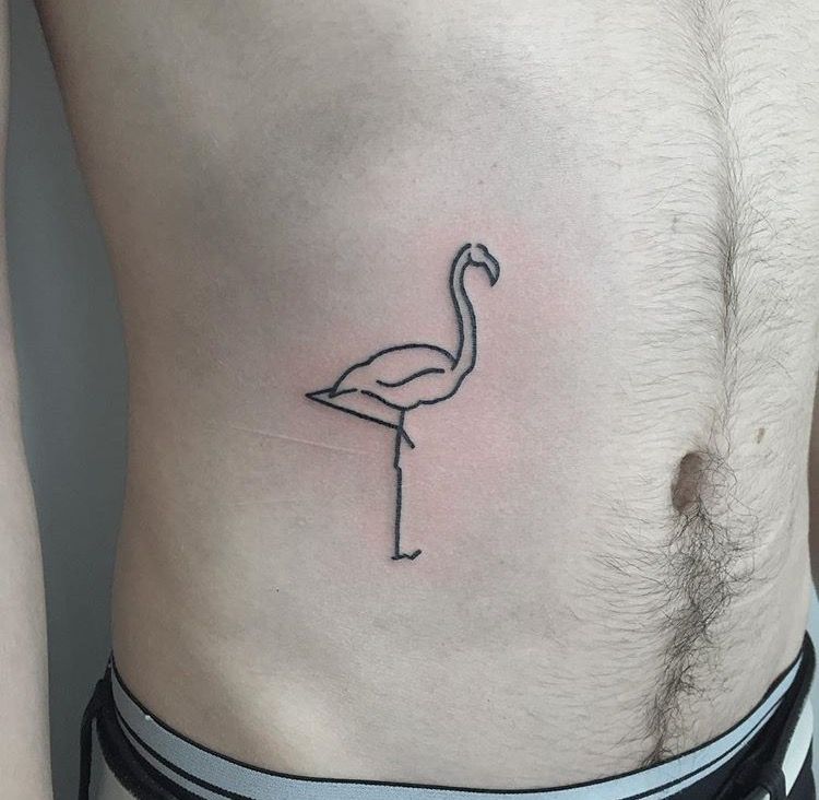 Flamingo tattoo on the side