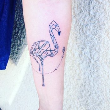 Geometric flamingo tattoo