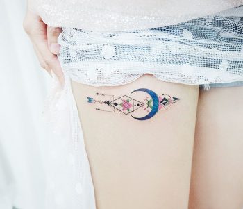 Geometrical spaceship tattoo