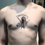 Grim reaper sternum tattoo