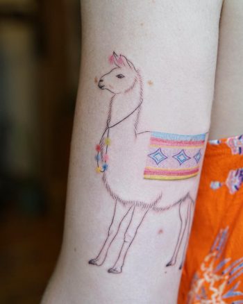 Handpoke llama tattoo