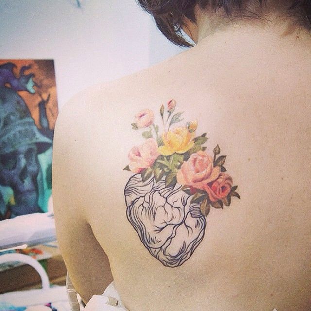 Heart with roses tattoo