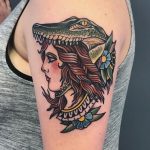 Lady and aligator tattoo