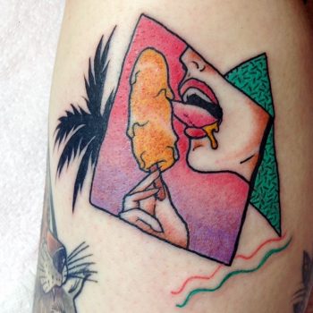Licking ice cream tattoo
