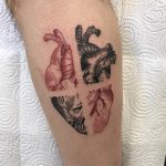 Negative space anatomical hear tattoo